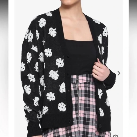 Hot Topic Ghost Girls Cardigan Black White Size Medium - Picture 1 of 9